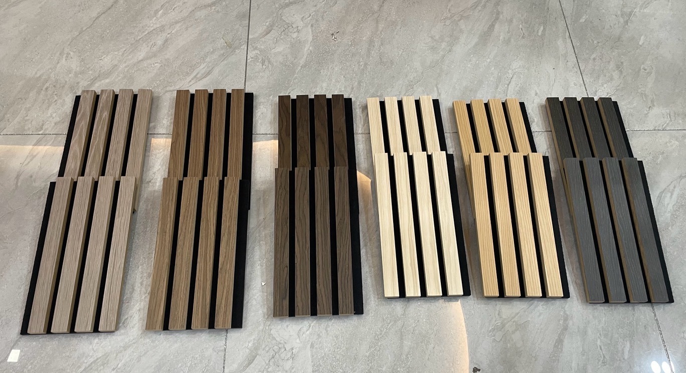 Interior Multi-Color Wood Slat Acoustic Sound-Absorbing Panel