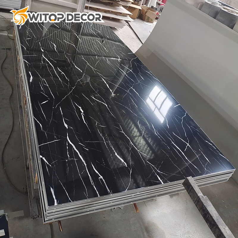 New Interior PVC Wall Panels UV Coating Plastic Marble Sheets