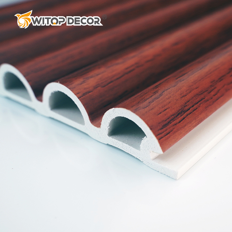 Wood Grain PVC Indoor Design WPC Wall Panels for TV Background