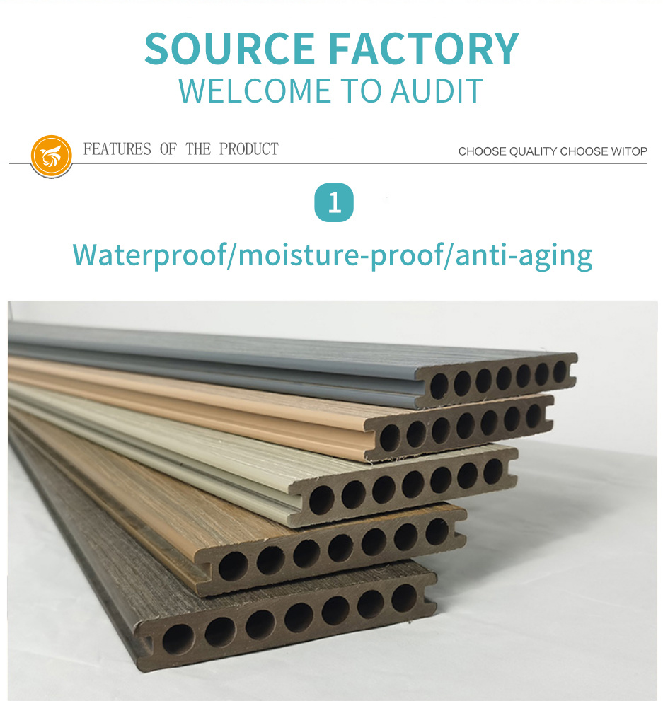 More Color No Glue Environmental Protection WPC Round Hollow Co-Extrusion Decking