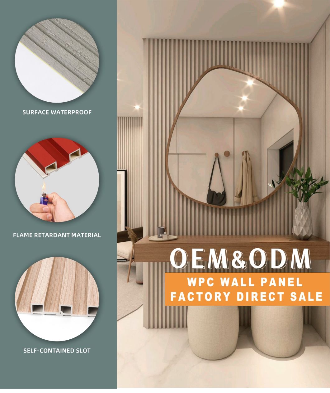 WPC Wood Interior Decoration Fluted Wall Panels