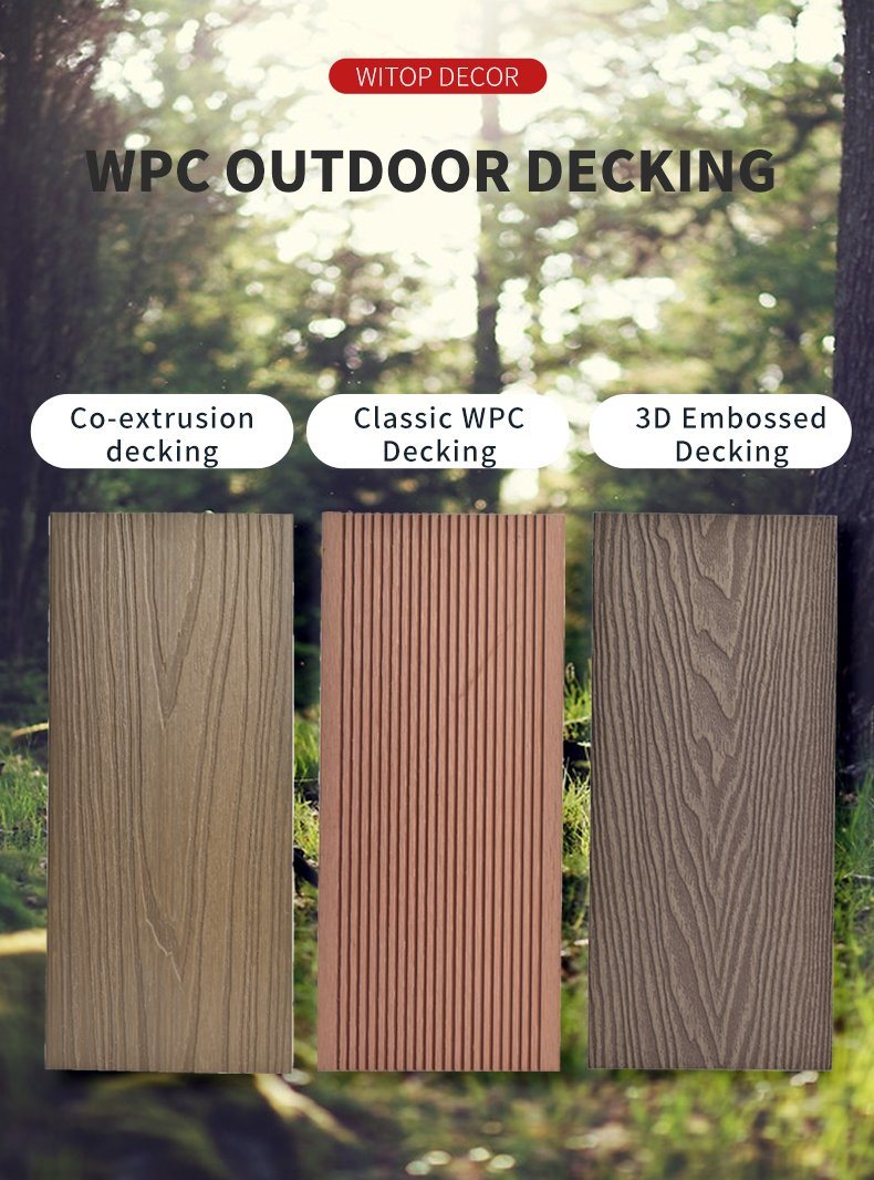 WPC Decking Teak Wood Flooring Wood Plastic Composite 3D Grain Deck