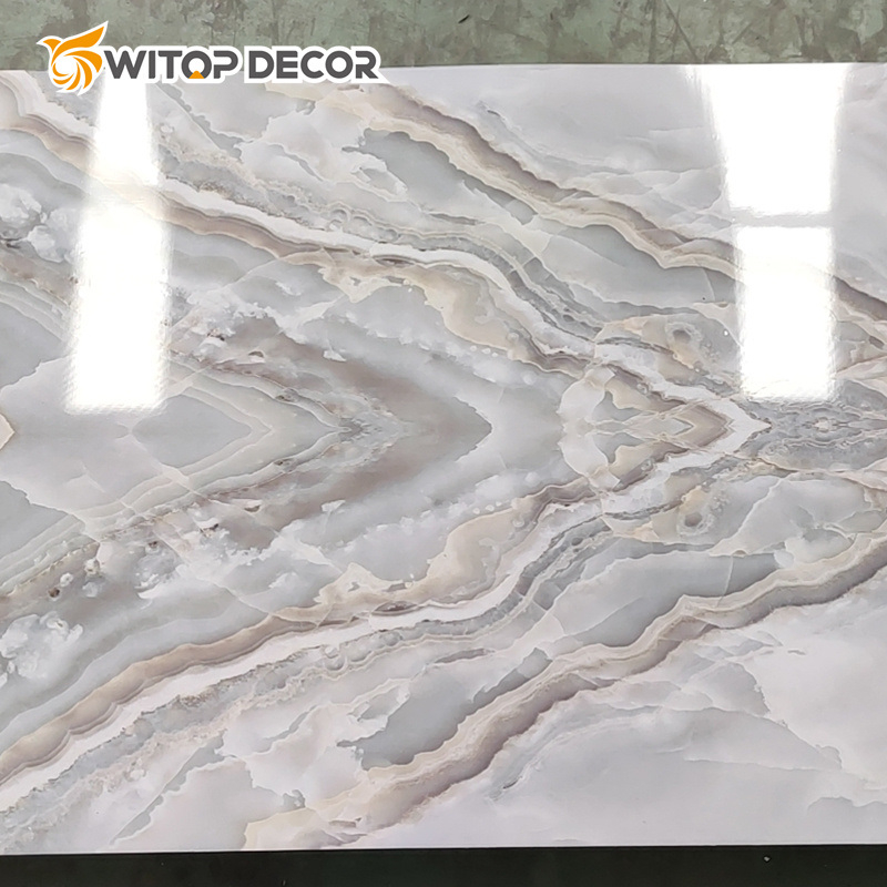 High Strength and Durability 1200*2400mm Size Artificial Stone UV Marble Sheet