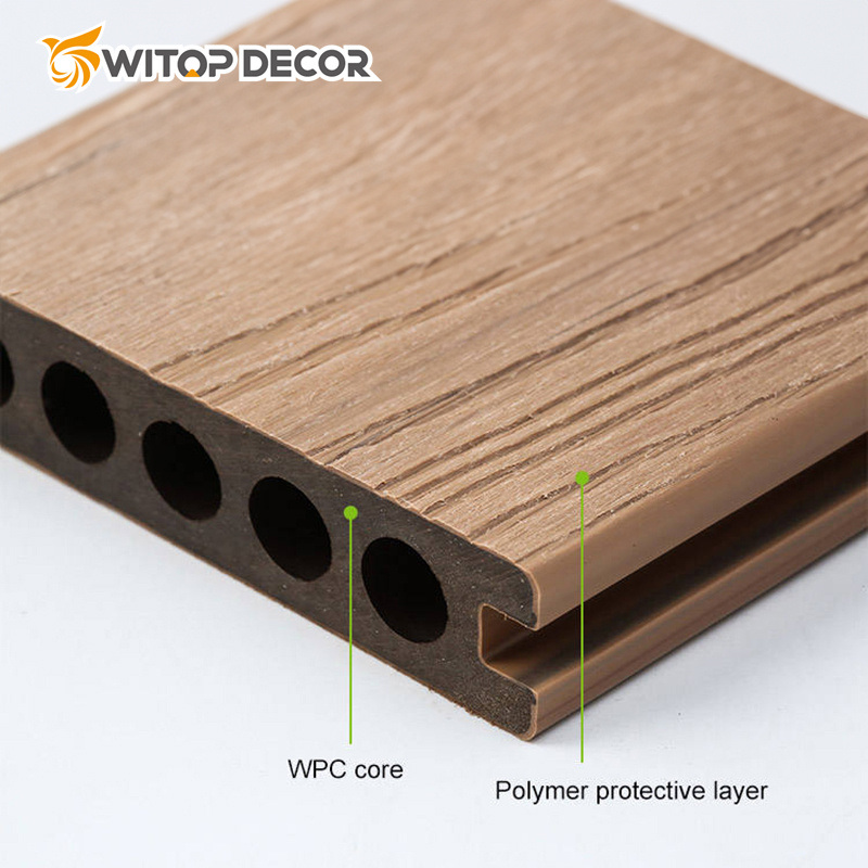 More Color No Glue Environmental Protection WPC Round Hollow Co-Extrusion Decking