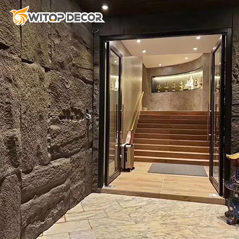 Lightweight Artificial Decorative Faux Stone Wall PU Cladding Exterior Solid Surface PU Stone Panel