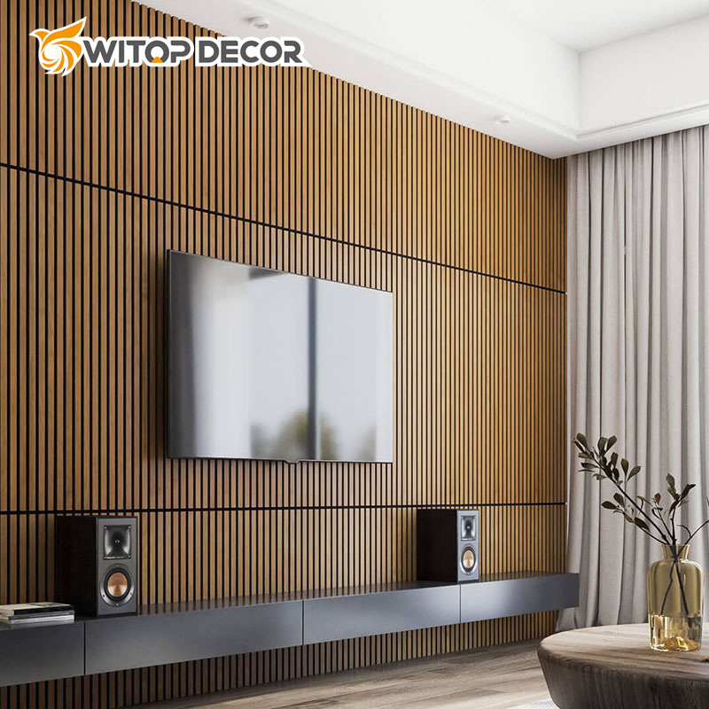 3D Indoor Decor Grille Fluted Solid Wood Wall Panels for TV Background Decor