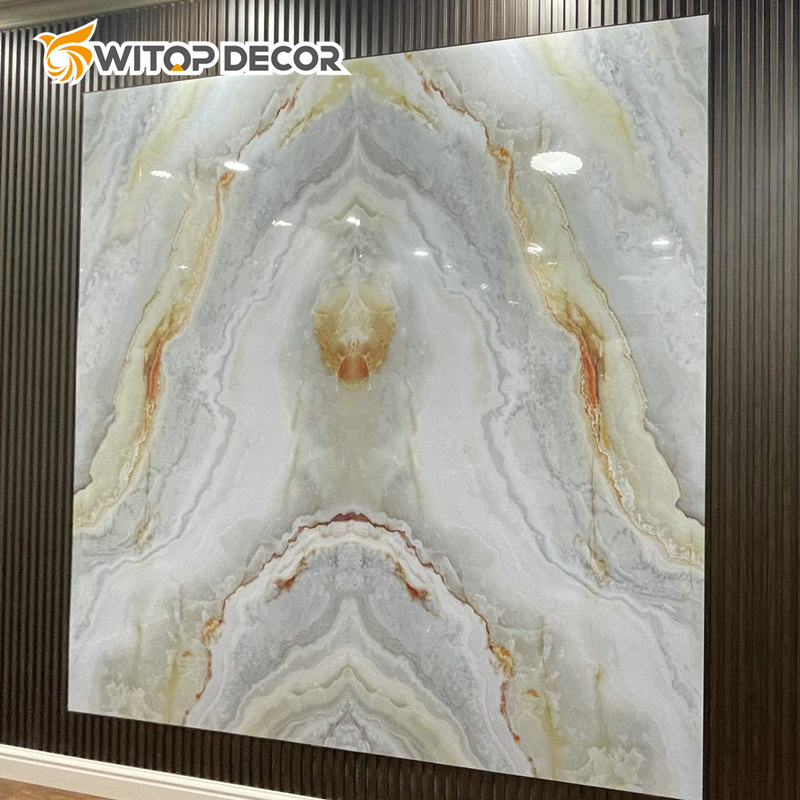 Earthy Tones High Gloss Finish Coextrusion Technics UV Marble Sheet with Free Samples