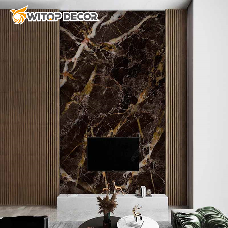 Hot Products Glossy PVC Marble Sheet UV Plastic Faux Stone Decorative Wall Board