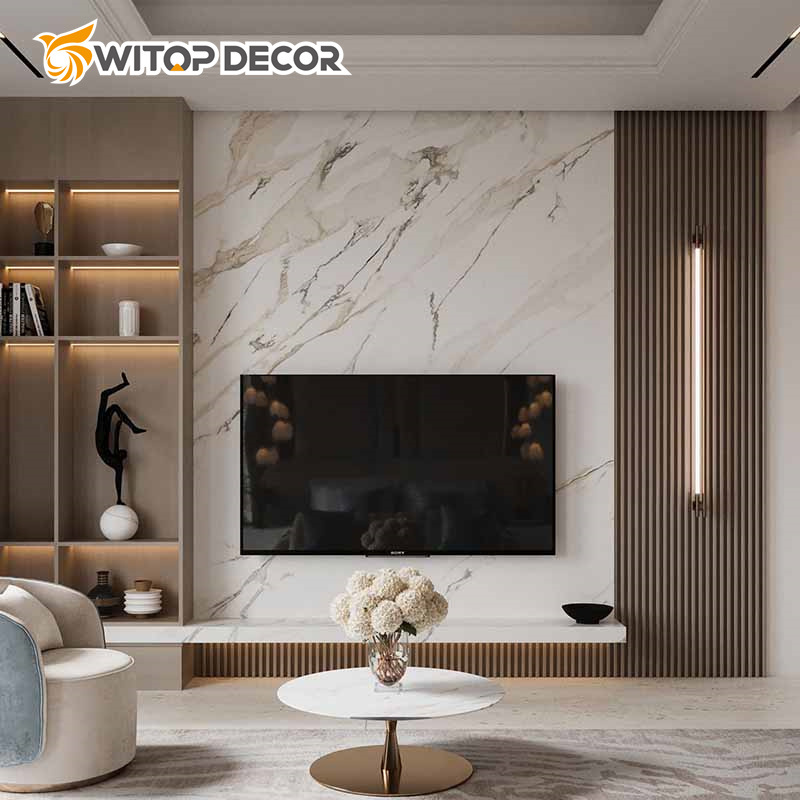 Accept Customized 2800*1220*3mm Waterproof Flexible PVC Marble Sheet for Engineering