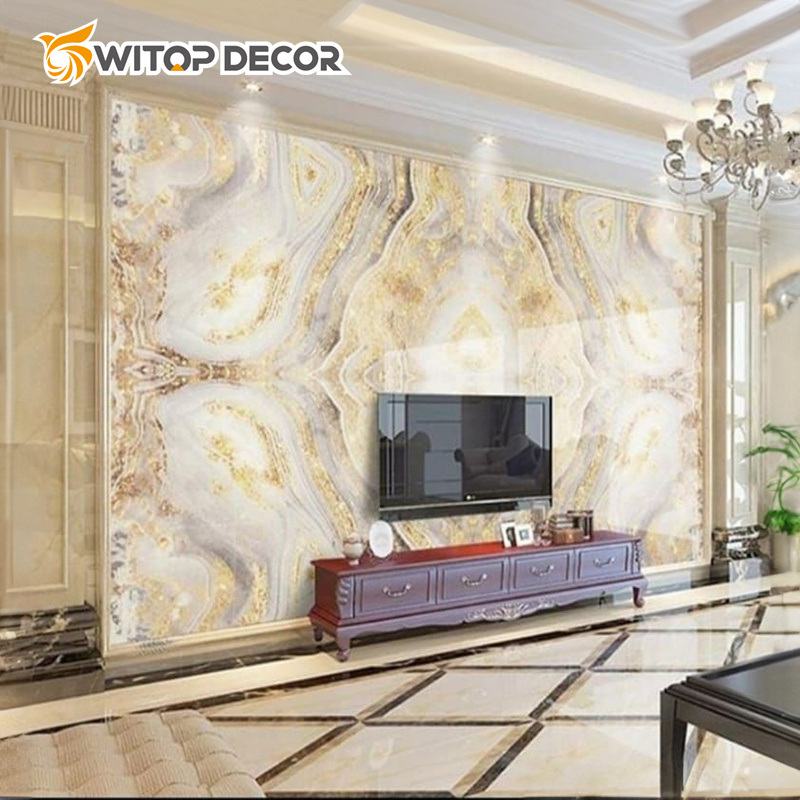 Replacement 3mm Hot Transfer PVC Fiber Cement Board Wall UV Marble Sheet Panel