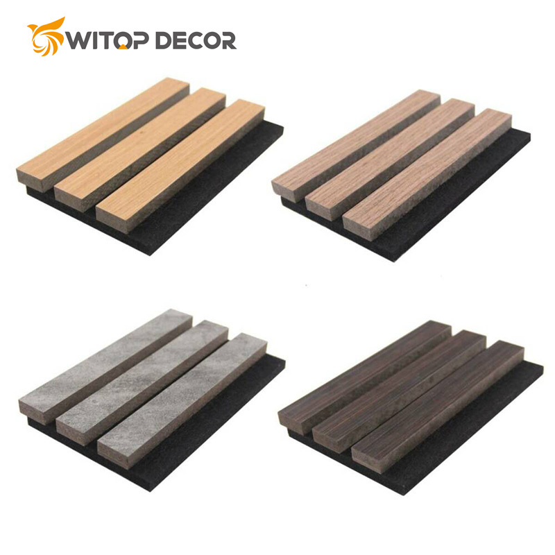 Black Wooden Acoustic Panel Fireproof MDF Wood Slatted Decor Wall Panels