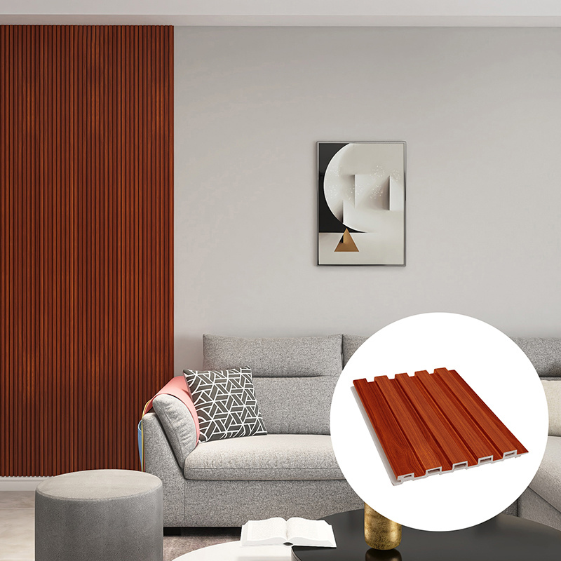 Formaldehyde Fireproof Waterproof Slatted 3D Pure Colour WPC Interior Fluted Wall Panel