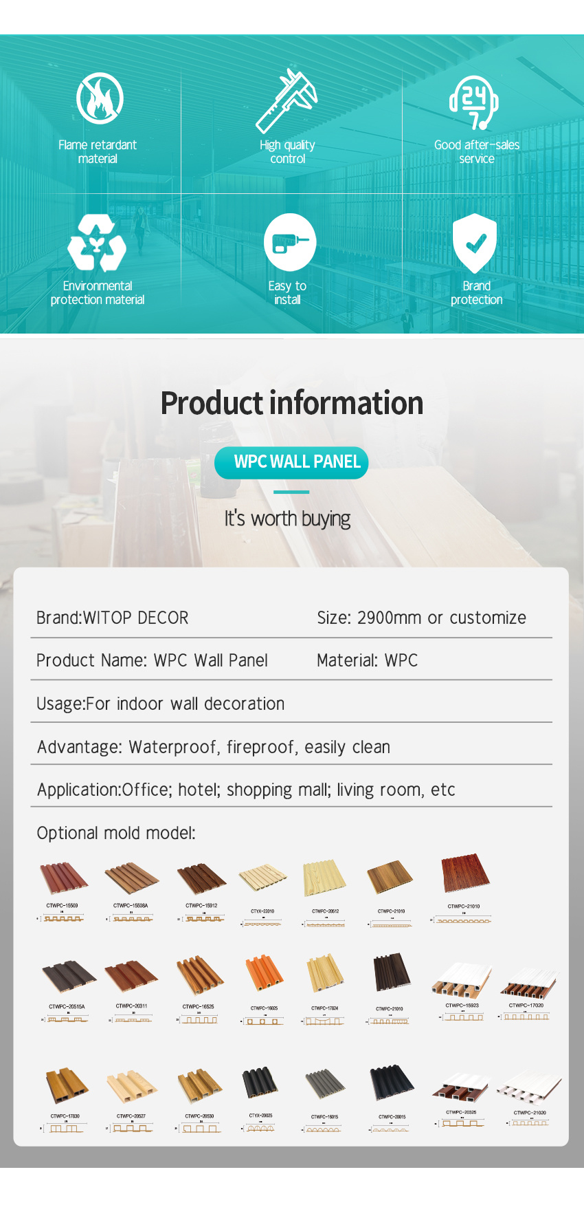 Hot Factory Sale WPC Wall Panels Cladding Boards 6 Wood Tracks Colorful 3D Design for Interior Decoration
