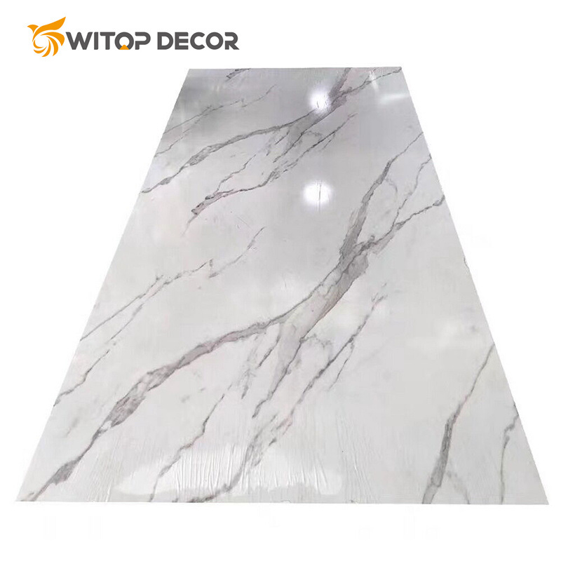 High Glossy UV Marble PVC Sheet 1220*2440*3mm Decorative Marble Alternative