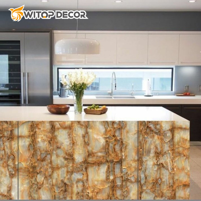High Strength and Durability 1200*2400mm Size Artificial Stone UV Marble Sheet