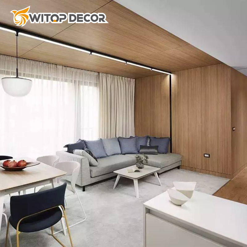 Pet High Gloss Marble Film Bamboo Charcoal Fiber Board Wood Veneer Charcoal Wall Panel for Hall Decoration