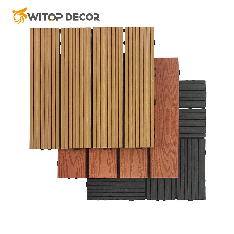 Outdoor Waterproof Wood Plastic Composite Tiles No Gap WPC Decking