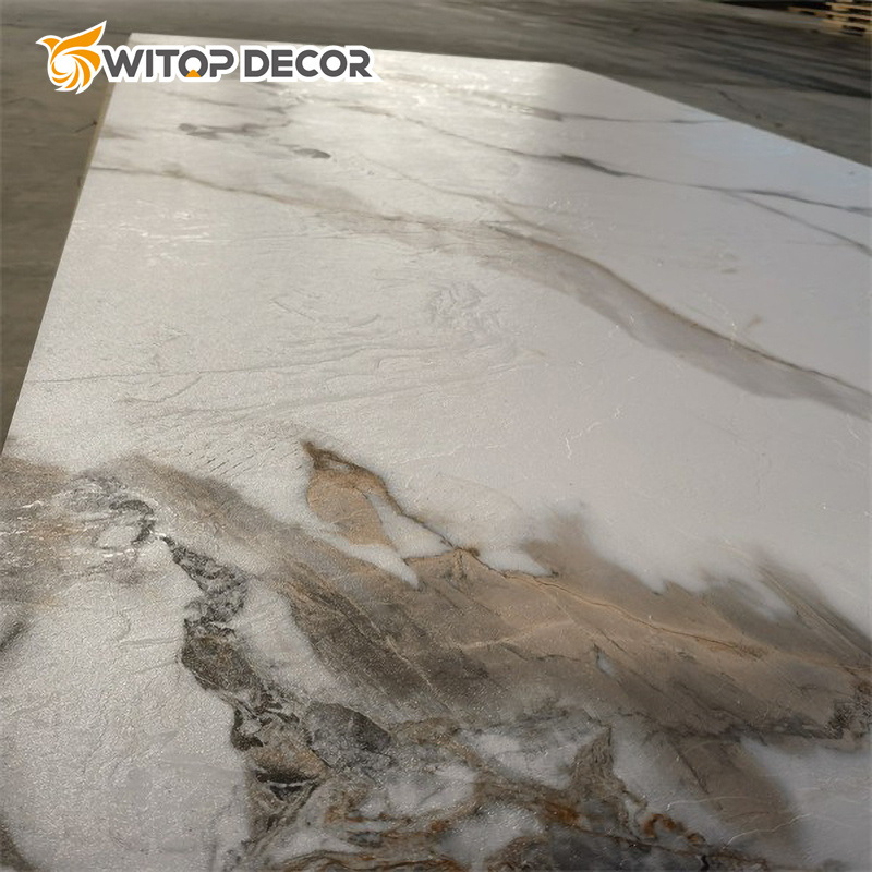 4X8FT Waterproof Decorative UV Coating Faux Marble Panel PVC Sheet Black