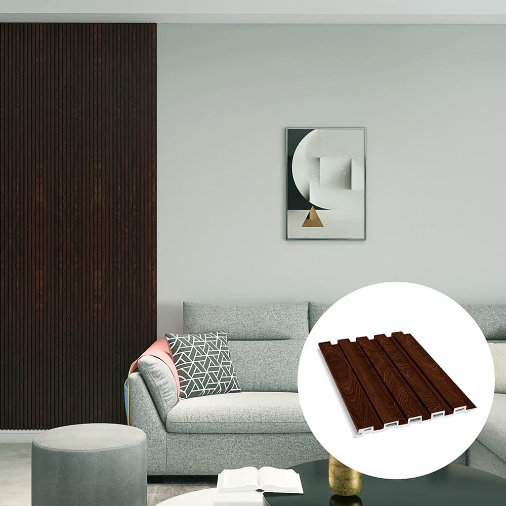 Formaldehyde Fireproof Waterproof Slatted 3D Pure Colour WPC Interior Fluted Wall Panel