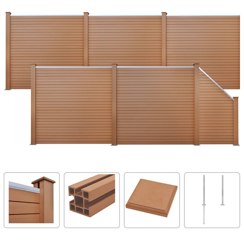 Plastic Portable Fence Composite Wood WPC Post Upright Column Pole Outdoor Fence Post